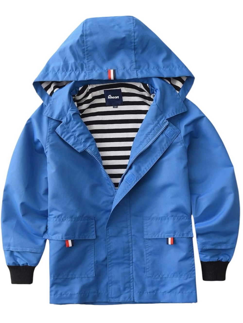 HiHeart Kids Waterproof Hooded Cotton Lined Blue Rain Jacket Size 10/12